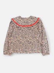 Angel & Rocket Brown Elle Leopard Print Frill Collar Blouse - Image 8 of 10