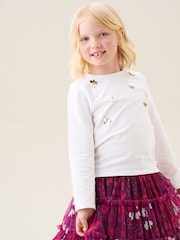 Angel & Rocket White Georgie Sequin Embellished Long Sleeve T-Shirt - Image 1 of 5