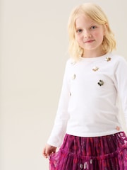 Angel & Rocket White Georgie Sequin Embellished Long Sleeve T-Shirt - Image 5 of 5