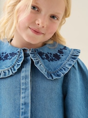 Angel & Rocket Aria Denim Embroidered Collar Dress - Imagen 4 de 5