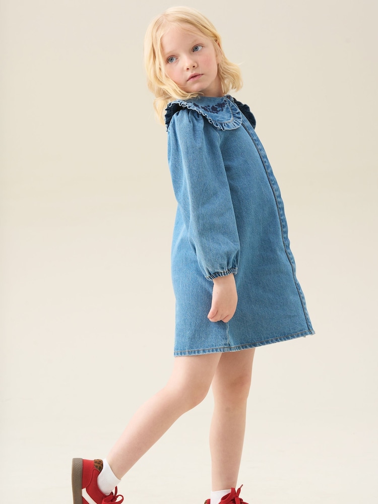 Angel & Rocket Aria Denim Embroidered Collar Dress - Imagen 5 de 5
