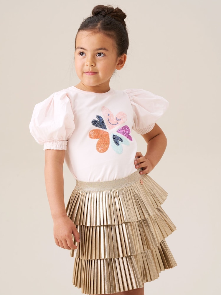 Angel & Rocket Fusia Pink Agatha Heart Print Rib T-Shirt - Image 2 of 6
