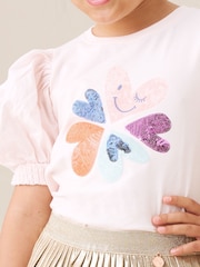 Angel & Rocket Fusia Pink Agatha Heart Print Rib T-Shirt - Image 3 of 6