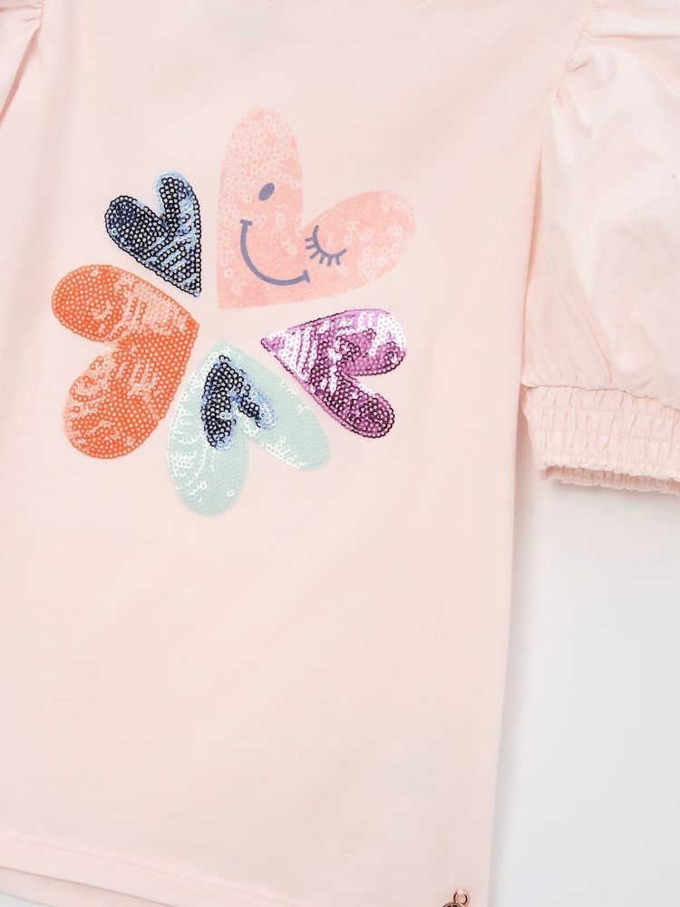 Angel & Rocket Fusia Pink Agatha Heart Print Rib T-Shirt - Image 6 of 6