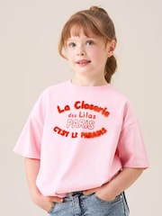 Angel & Rocket Pink Lili Flocked T-Shirt - Image 1 of 1