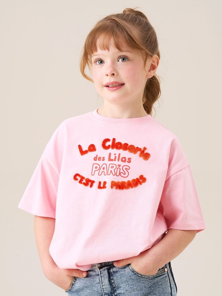 Angel & Rocket Pink Lili Flocked T-Shirt - Image 1 of 1