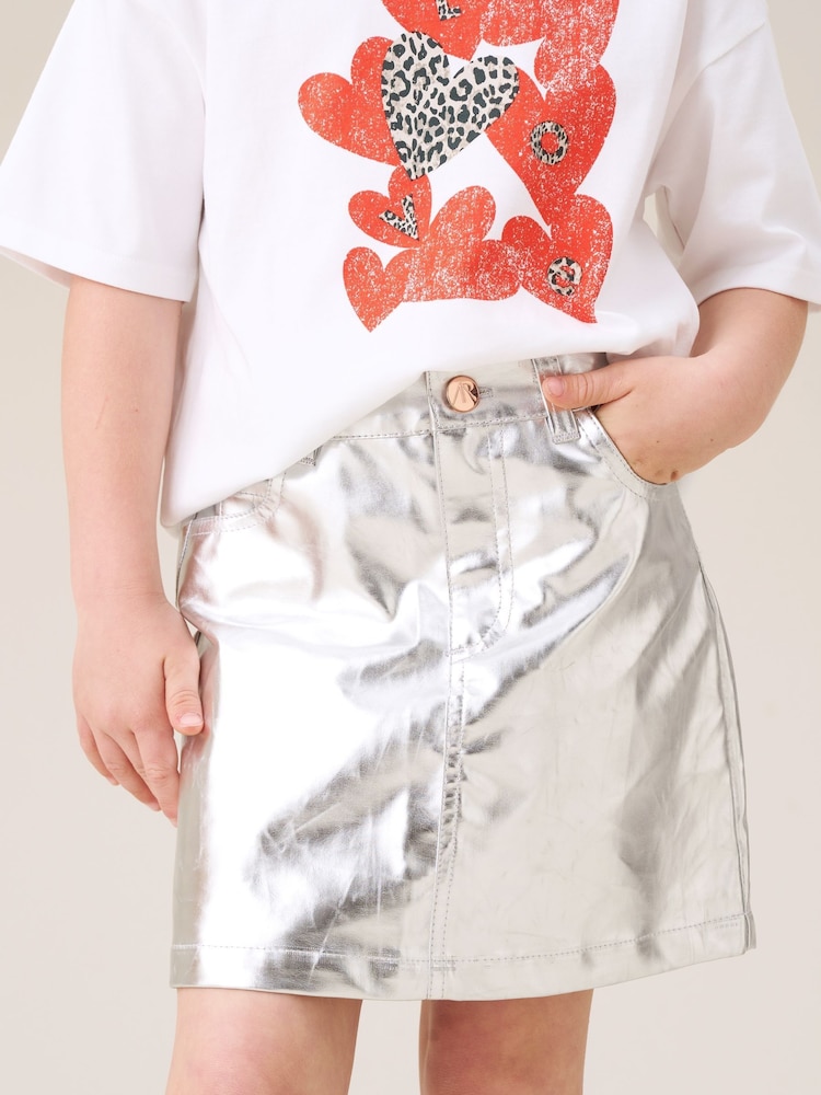 Angel & Rocket Silver Mallory Mini Skirt - Image 1 of 6 Angel & Rocket Silver Mallory Mini Skirt - Image 1 of 6