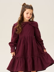 Angel & Rocket Purple AVA Bow Collar Cord Dress - Image 1 of 7