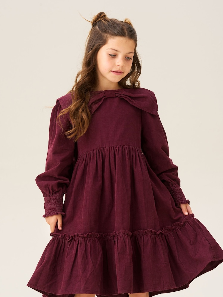 Angel & Rocket Purple AVA Bow Collar Cord Dress - Image 1 of 7