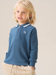 Angel & Rocket Blue Cameron Texture Knit Polo Shirt - Image 2 of 4