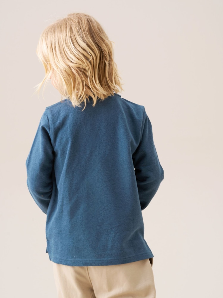 Angel & Rocket Blue Cameron Texture Knit Polo Shirt - Image 4 of 4