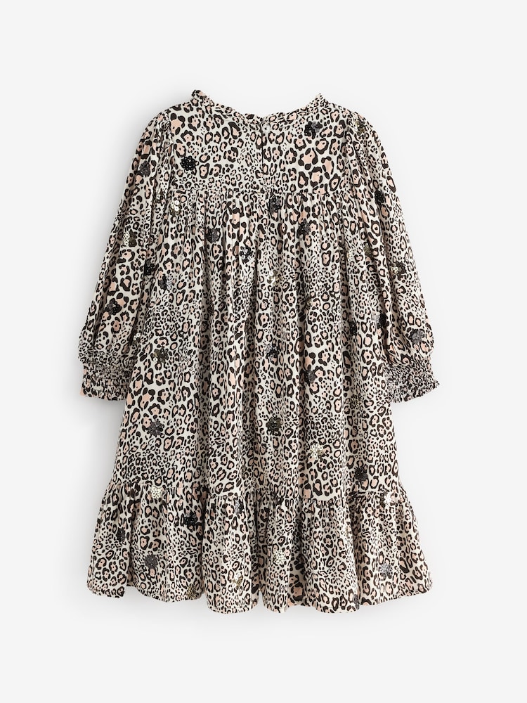 Angel & Rocket Brown Mindy Leopard Print Sequin Embellished Dress - Image 2 of 5