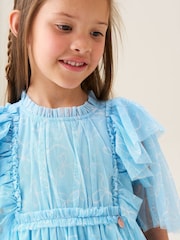 Angel & Rocket Blue Juliana Printed Frill Mesh Dress - Image 3 of 9