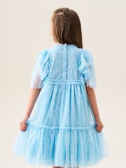 Angel & Rocket Blue Juliana Printed Frill Mesh Dress - Image 4 of 9
