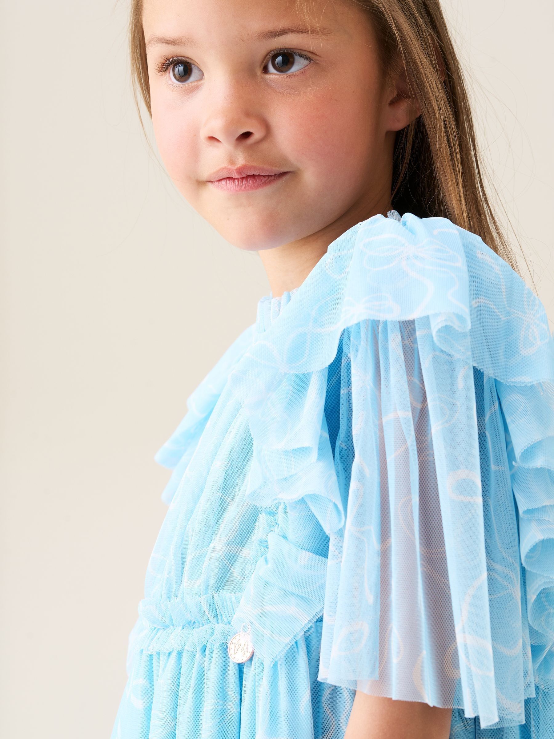 Buy Angel & Rocket Blue Juliana Printed Frill Mesh Dress from Next USA