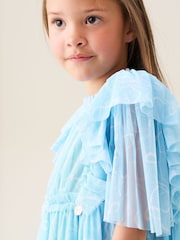 Angel & Rocket Blue Juliana Printed Frill Mesh Dress - Image 5 of 9