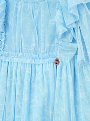 Angel & Rocket Blue Juliana Printed Frill Mesh Dress - Image 9 of 9