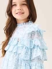 Angel & Rocket Blue Imogen Leopard Print Frill Dress - Image 3 of 9