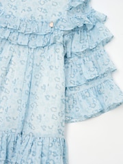 Angel & Rocket Blue Imogen Leopard Print Frill Dress - Image 9 of 9