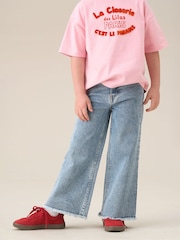 Angel & Rocket Blue Brooke Wide Leg Heart Print Pocket Jeans - Image 1 of 3