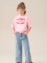 Angel & Rocket Blue Brooke Wide Leg Heart Print Pocket Jeans - Image 2 of 3