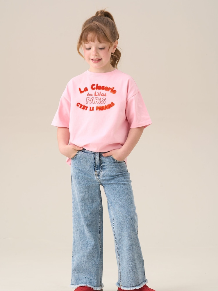 Angel & Rocket Blue Brooke Wide Leg Heart Print Pocket Jeans - Image 2 of 3