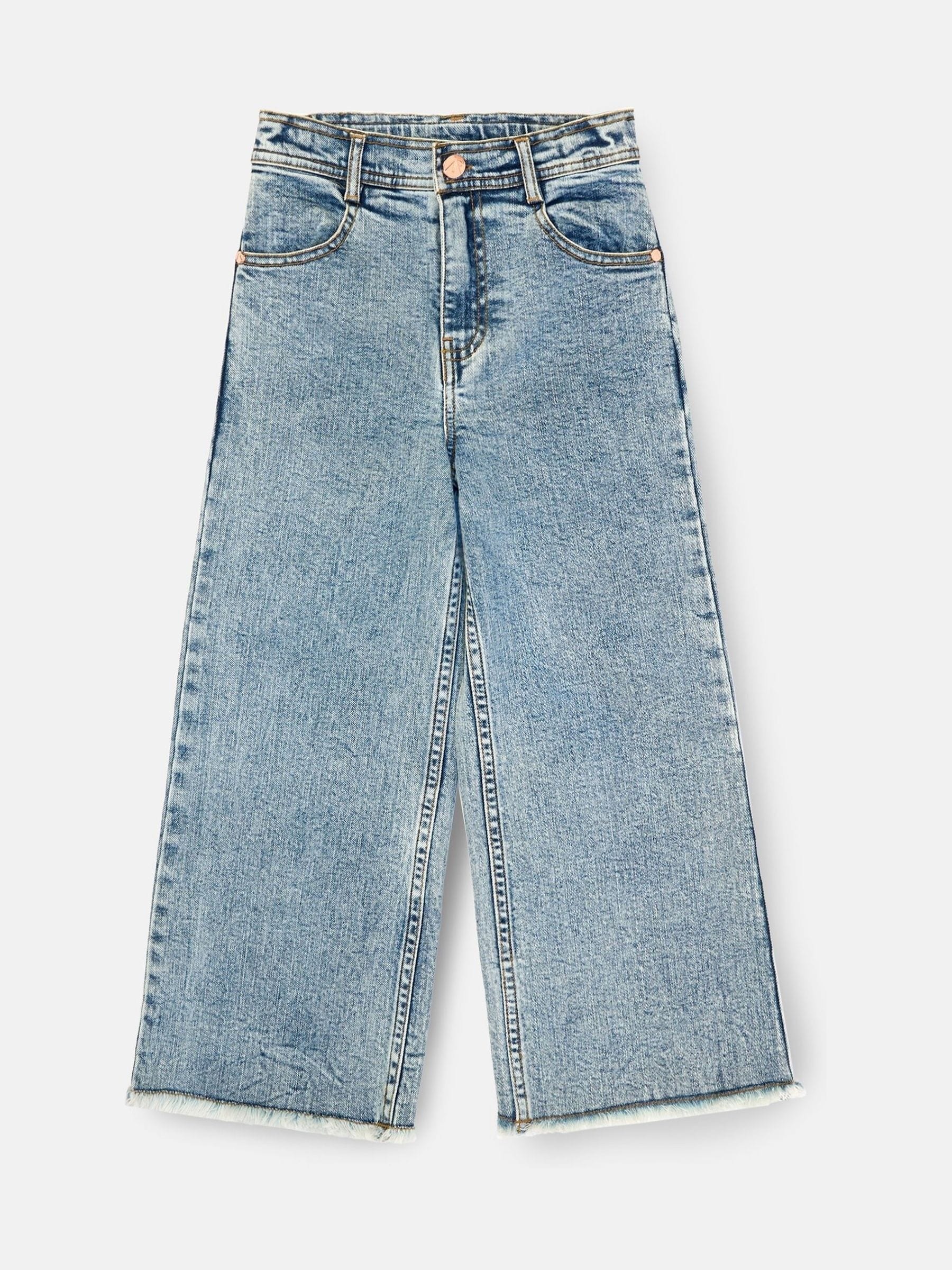 Buy Angel & Rocket Blue Brooke Wide Leg Heart Print Pocket Jeans