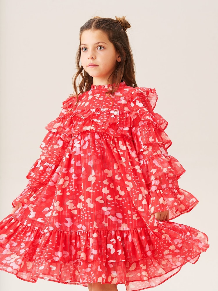 Angel & Rocket Red Imogen Leopard Print Frill Dress - Image 1 of 9 Angel & Rocket Red Imogen Leopard Print Frill Dress - Image 1 of 9