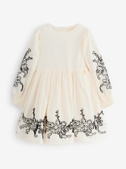 Angel & Rocket Natural Reyna Embroidered Balloon Sleeve Dress - Image 1 of 1