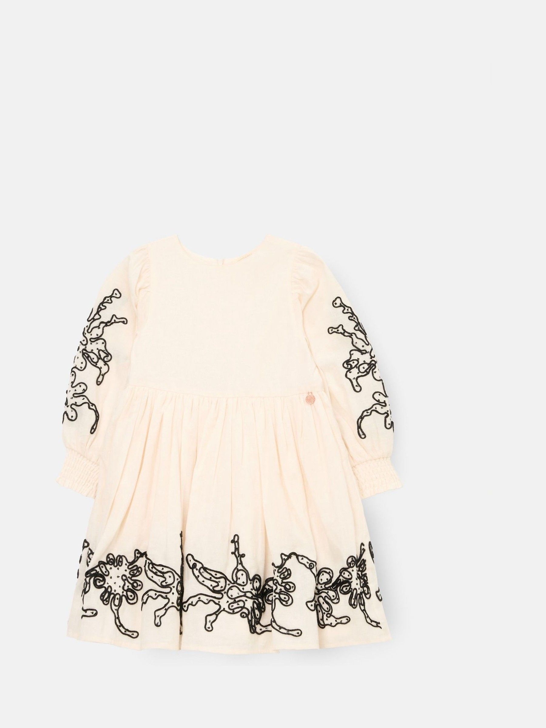 Buy Angel & Rocket Natural Reyna Embroidered Balloon Sleeve Dress