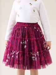 Angel & Rocket Pink Cara Printed Mesh Midi Skirt - Image 1 of 8