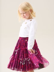 Angel & Rocket Pink Cara Printed Mesh Midi Skirt - Image 2 of 8