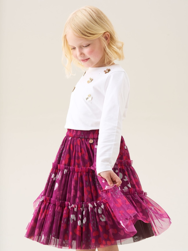 Angel & Rocket Pink Cara Printed Mesh Midi Skirt - Image 2 of 8 Angel & Rocket Pink Cara Printed Mesh Midi Skirt - Image 2 of 8