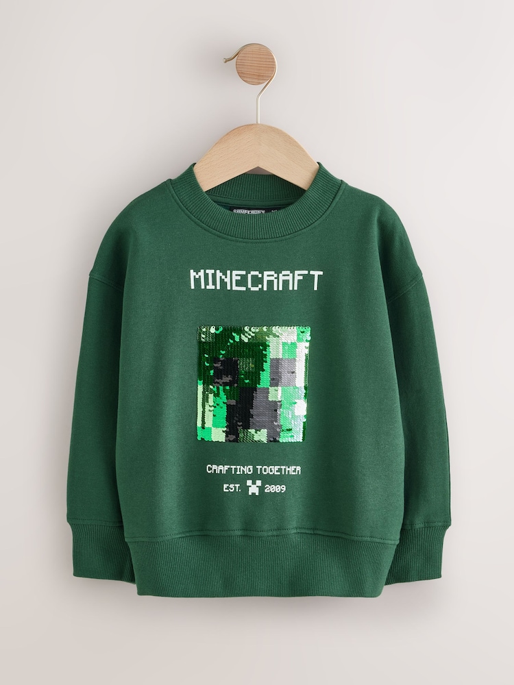 Angel & Rocket Green Minecraft Sequin Sweat Top - Image 1 of 2