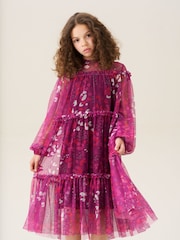 Hellrosa - Angel & Rocket – Cara – Swing-Kleid aus Netzstoff mit Print - Bild 3 von 6