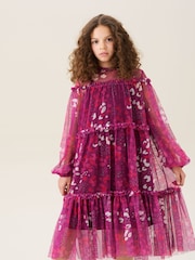 Hellrosa - Angel & Rocket – Cara – Swing-Kleid aus Netzstoff mit Print - Bild 4 von 6