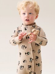 Angel & Rocket Brown Reggie Panda Print Sleepsuit - Image 3 of 4