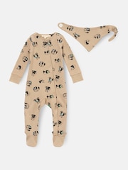 Angel & Rocket Brown Reggie Panda Print Sleepsuit - Image 4 of 4