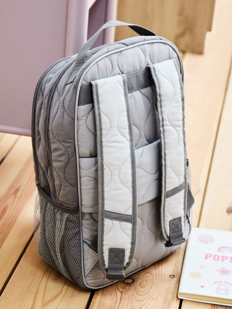 My 1st Years Personalised Large Quilted Pink Name Varsity Backpack - Image 2 of 4