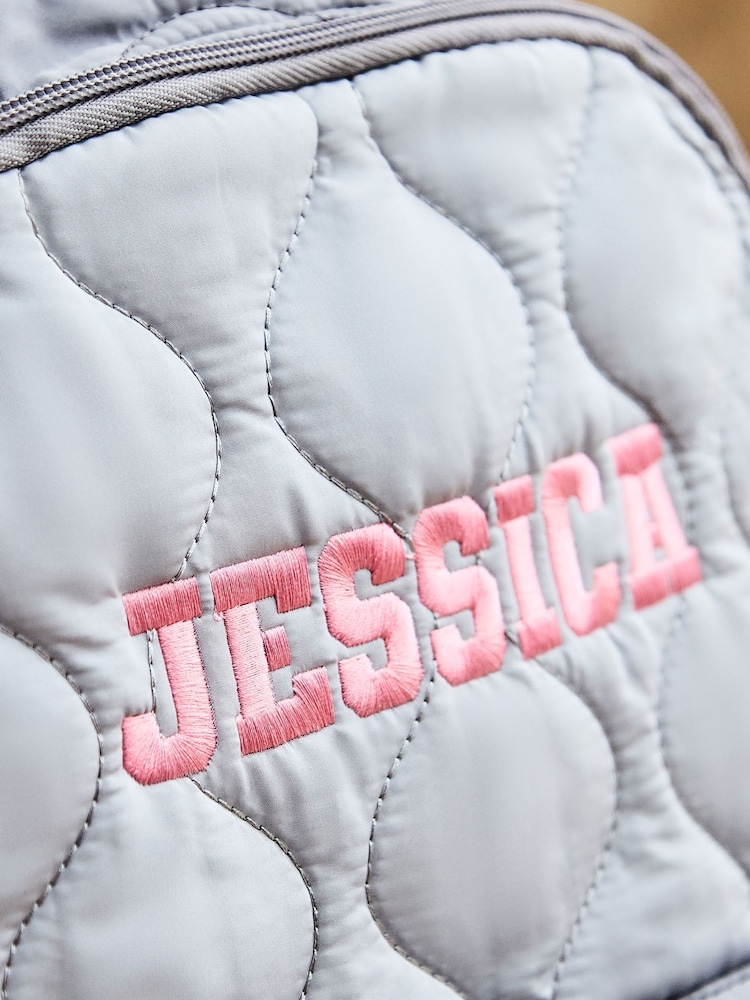 My 1st Years Personalised Large Quilted Pink Name Varsity Backpack - Image 4 of 4