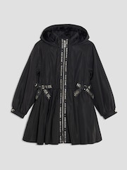 River Island Black Girls Peplum Rain Mac Coat - Image 4 of 7