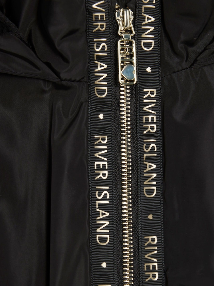 River Island Black Girls Peplum Rain Mac Coat - Image 7 of 7 River Island Black Girls Peplum Rain Mac Coat - Image 7 of 7