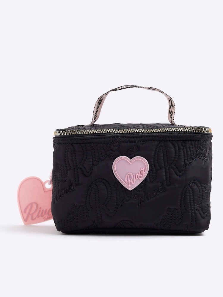 River Island Girls Nylon Script Black Lunchbox - Imagen 1 de 5