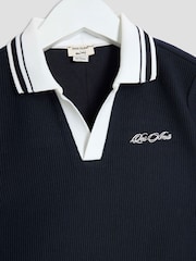 River Island Blue Boys Textured Polo Top & Jogger set - Image 4 of 5