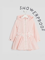 River Island Pink Girls Peplum Rain Mac Coat - Image 3 of 5