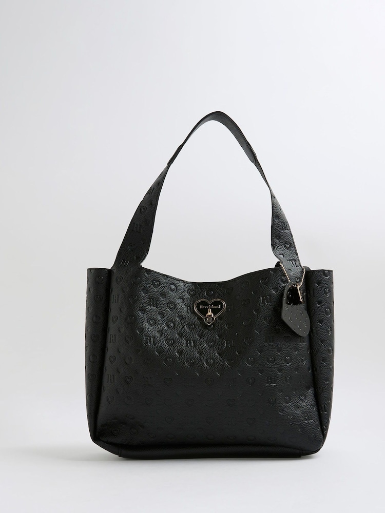 River Island Black Girls Faux Leather Unlined Shopper Bag - Image 1 of 5 River Island Black Girls Faux Leather Unlined Shopper Bag - Image 1 of 5