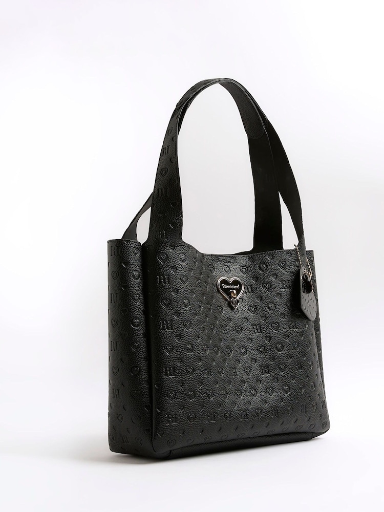 River Island Black Girls Faux Leather Unlined Shopper Bag - Image 2 of 5 River Island Black Girls Faux Leather Unlined Shopper Bag - Image 2 of 5