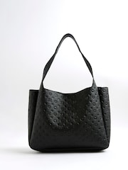 River Island Black Girls Faux Leather Unlined Shopper Bag - Image 3 of 5