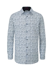 Skopes Blue Floral Print Luxury 100% Cotton Formal Tailored Fit Shirt - Image 4 of 6