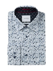 Skopes Blue Floral Print Luxury 100% Cotton Formal Tailored Fit Shirt - Image 6 of 6